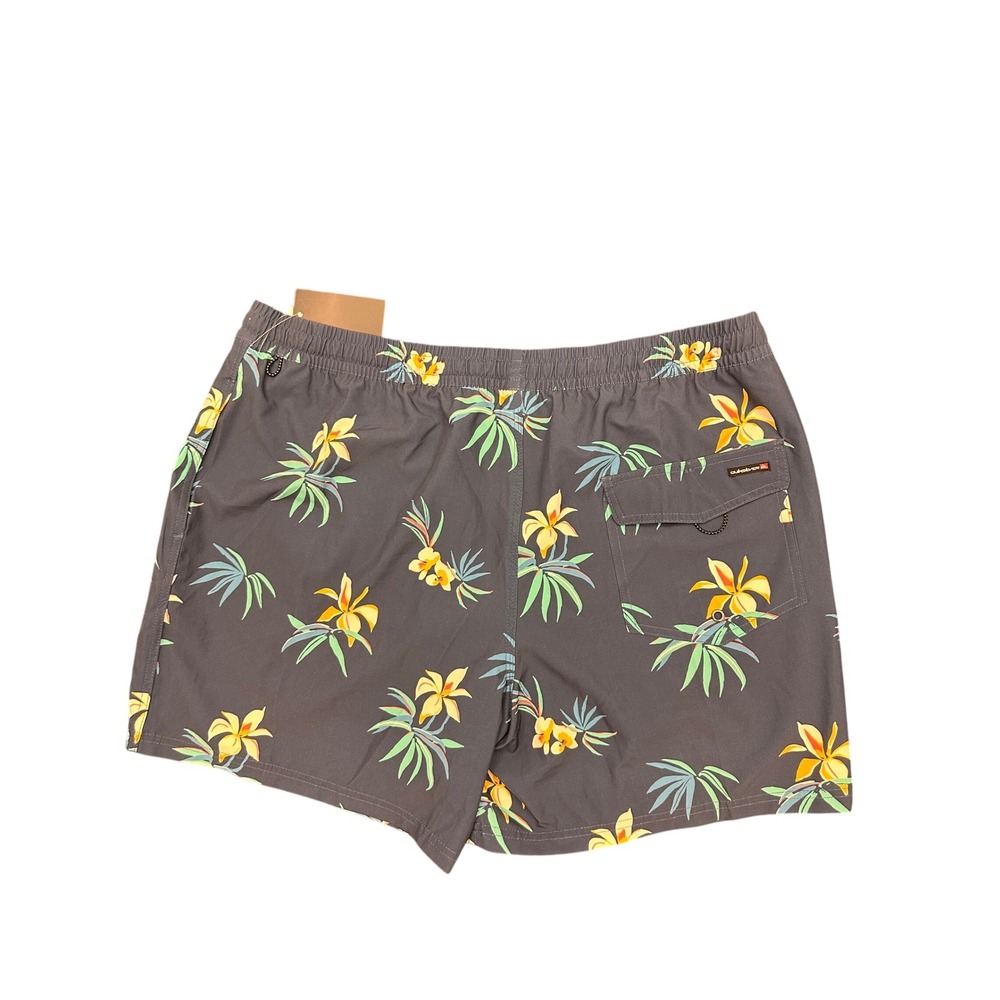 Quiksilver Mens Tropical Floral Swim Trunks Navy Blue Yellow 2XL QSM15VL049 NWT - Picture 2 of 12